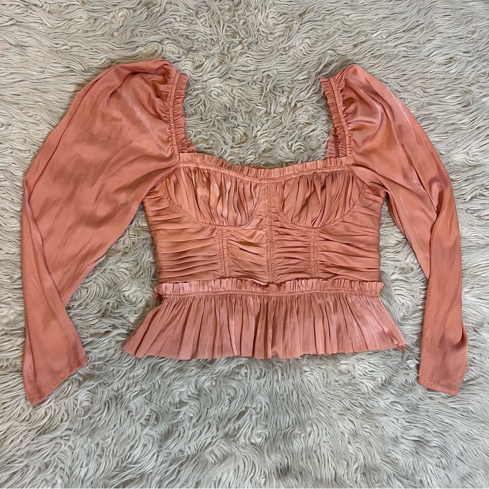 Ulla Johnson Mia Satin Corset Peplum Top